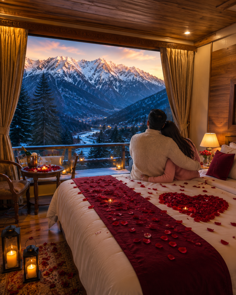 romantic honeymoon manali couple mountain view